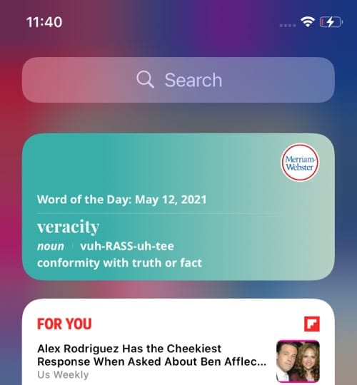 Merriam iOS app widget