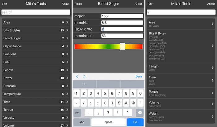 Mila's Tools Free Unit Converter iPhone App Screenshot