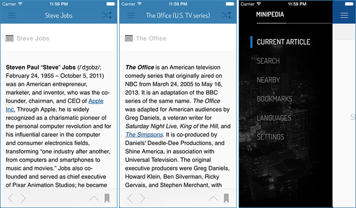 Minipedia iPhone and iPad App Screenshot