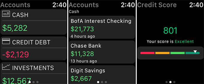 Mint Apple Watch Finance App Screenshot