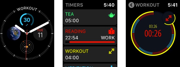MultiTimer productivity appp for Apple Watch