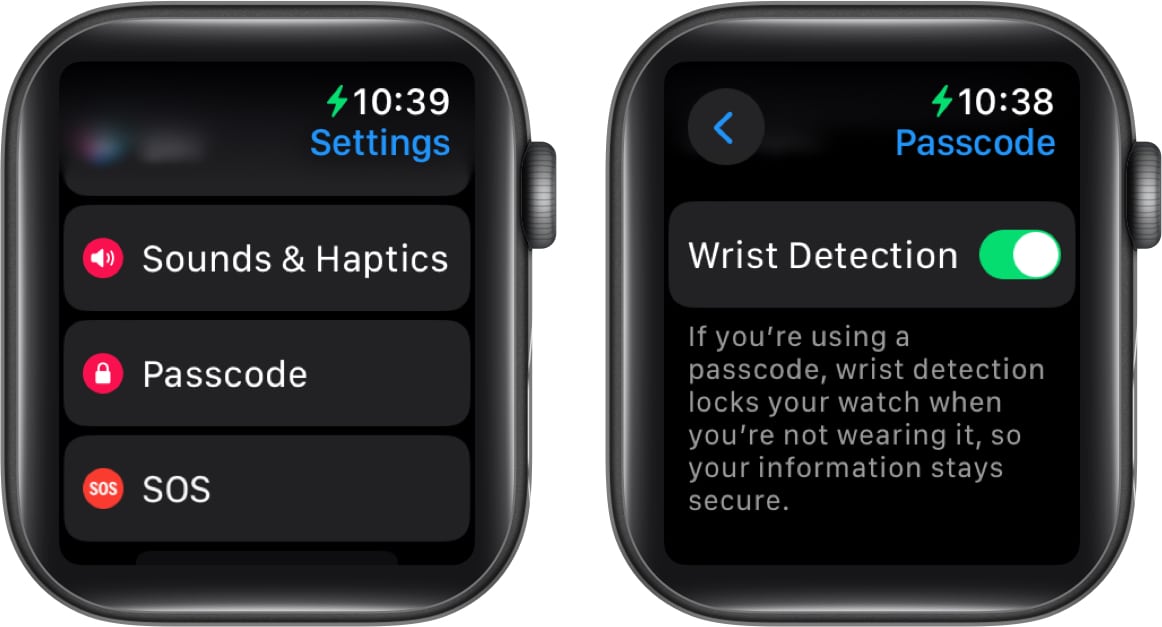 Navigate to Passcode and toggle on Wrist Detection