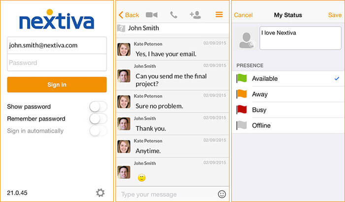 Nextiva iPhone and iPad App Screenshot