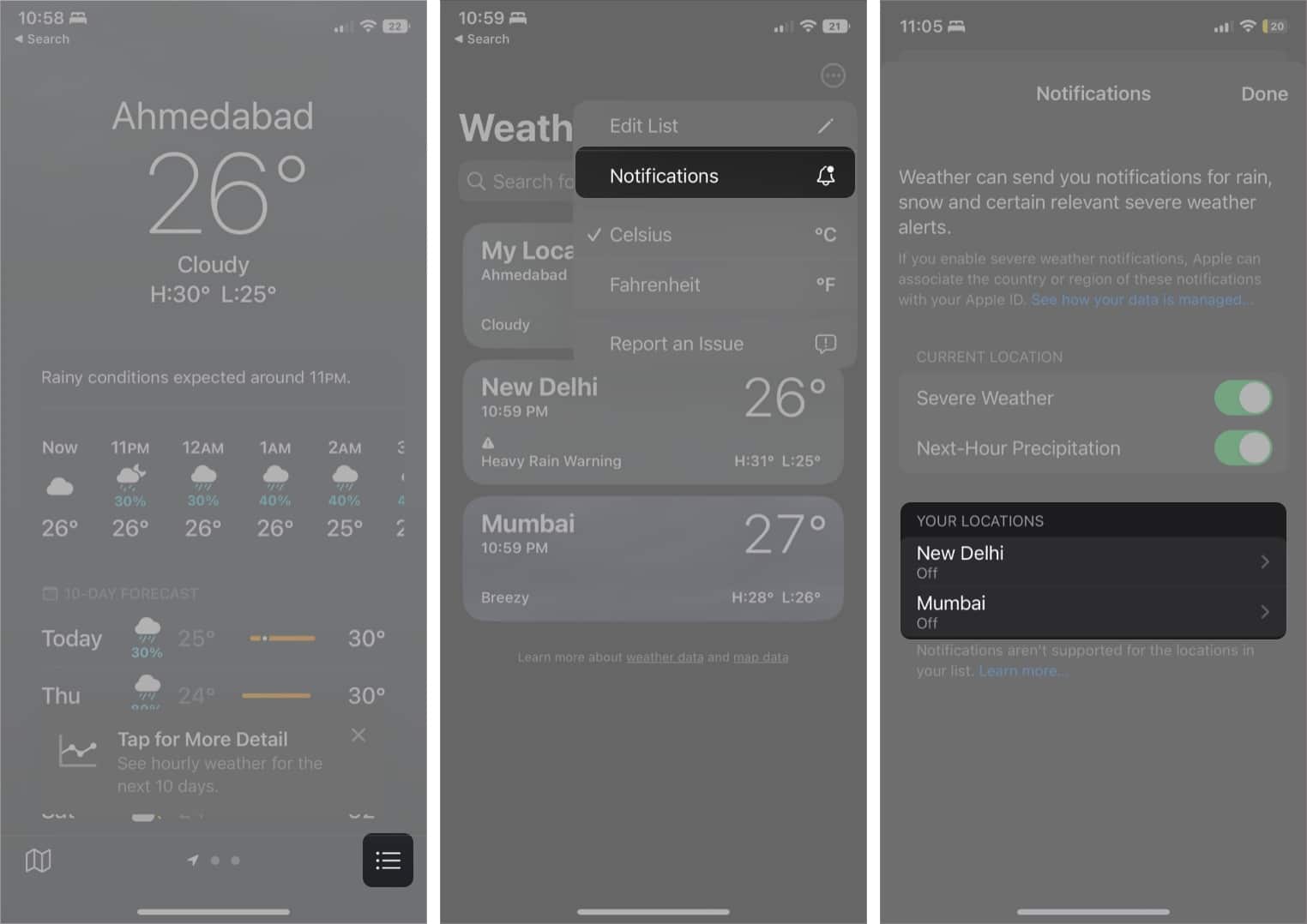 Notifications for Other Locations