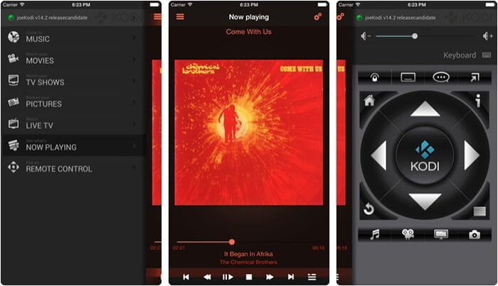 Official Kodi Remote iPhone and iPad App Screenshot