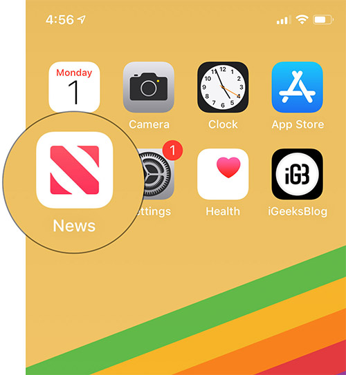 Open Apple News app on iPhone