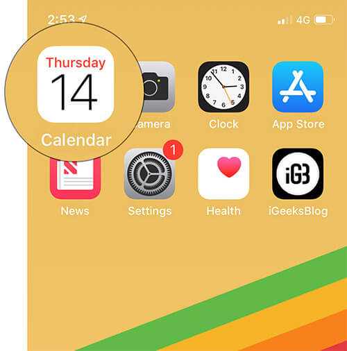 Open Calendar app on iPhone