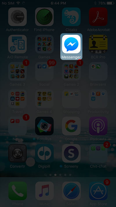 Open Facebook Messenger App on iPhone