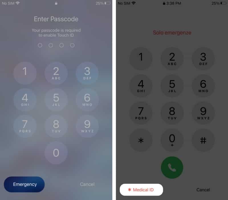 Open Medical ID on the iPhone lock screen