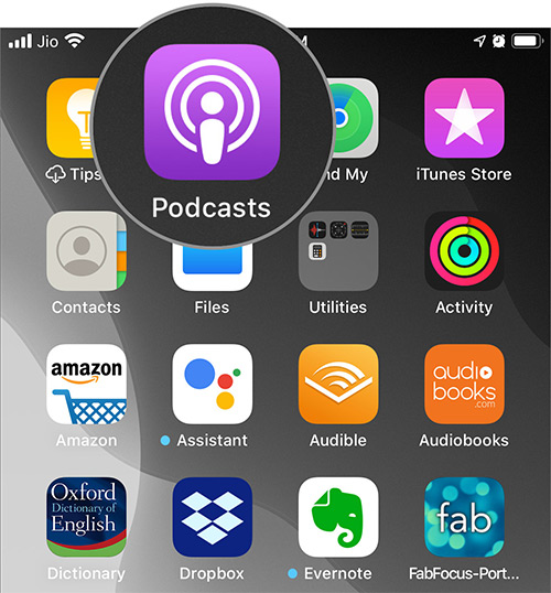 Open Podcasts App on iPhone