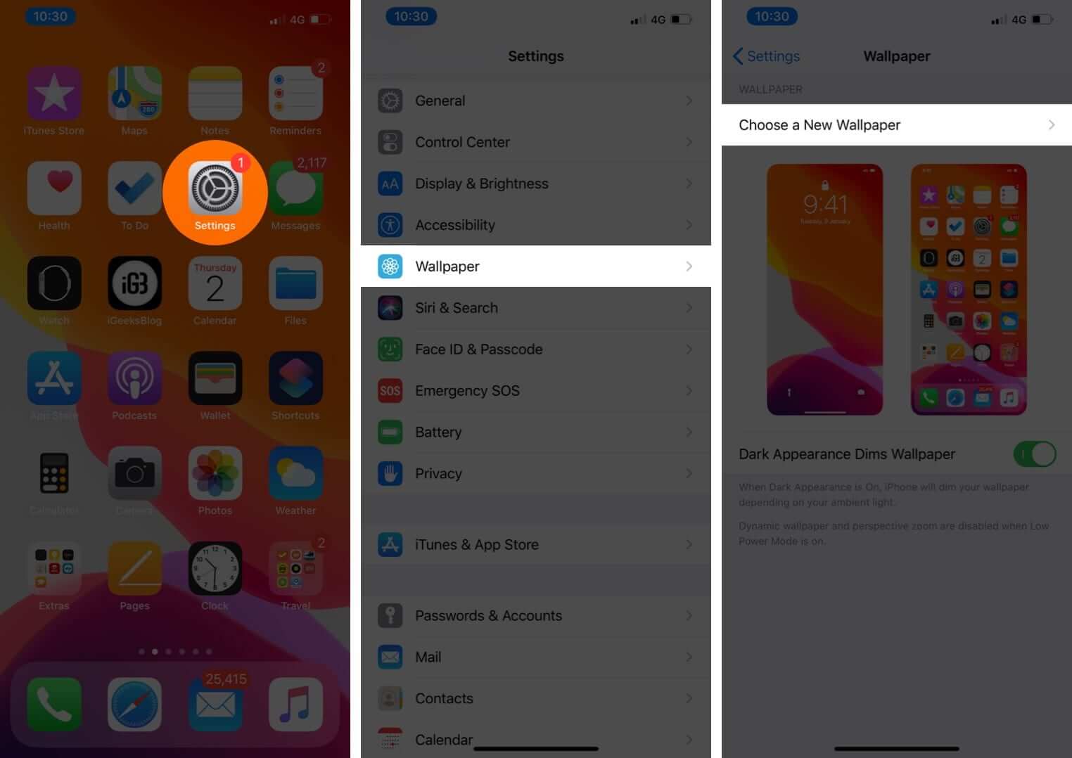 Open Settings Tap on Wallpaper and Then Tap Choose a New Wallpaper