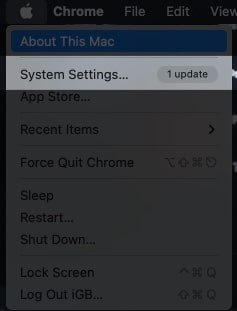 Open System Settings in macOS Ventura