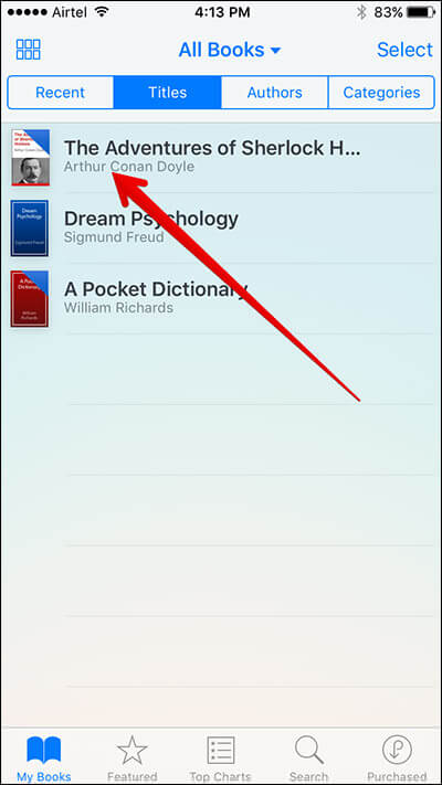 Open an iBook on iPhone or iPad