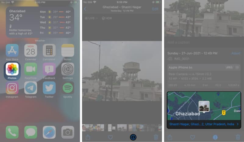 Open Photos app to remove geotagging in iOS 15