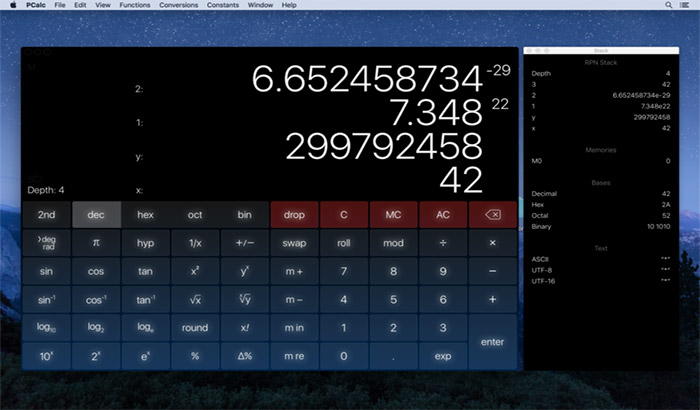 PCalc Mac Widget Screenshot