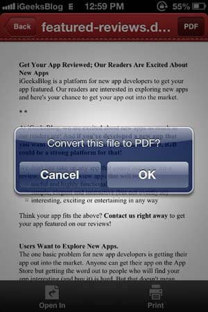 PDF Convertor for iPhone