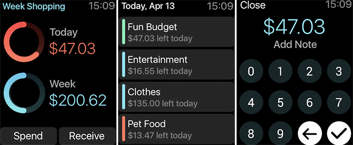 Pennies Apple Watch Expense Management App Screenshot