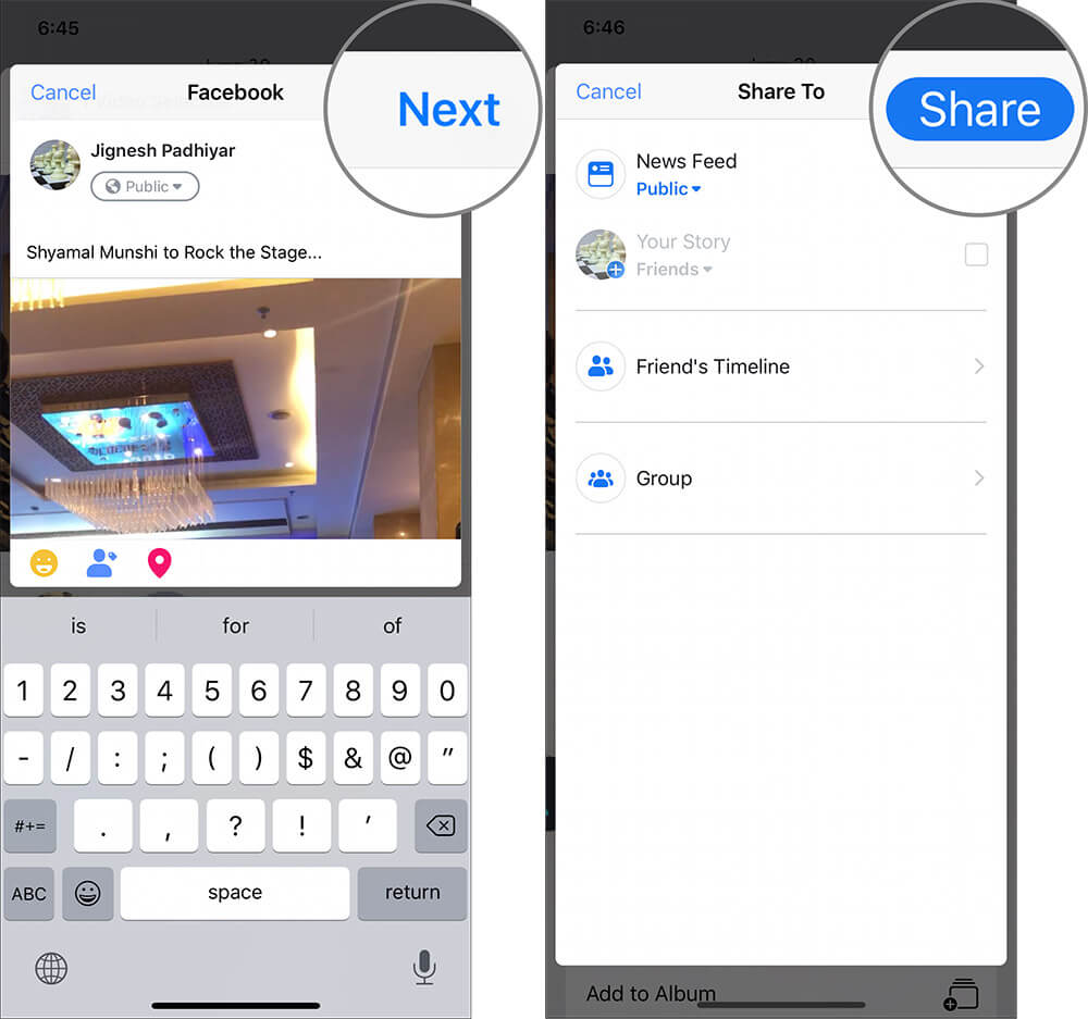Post video on facebook from iphone or ipad