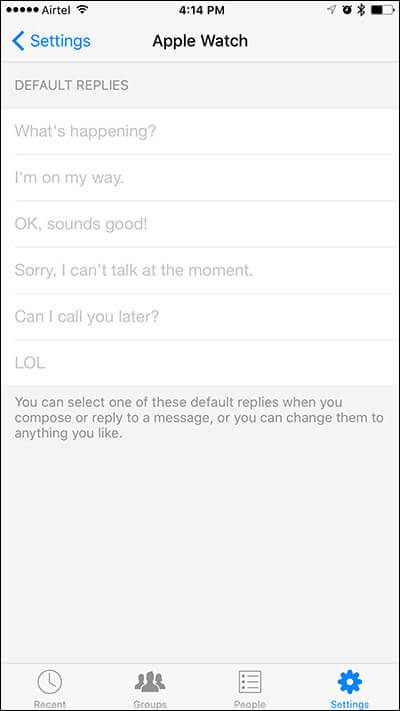 Predefined Replies on Messenger App for Apple Watch