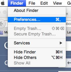 Preferences in Mac OS X Finder