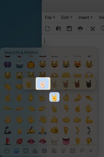 Press and hold the emoji, select a skin color on mac