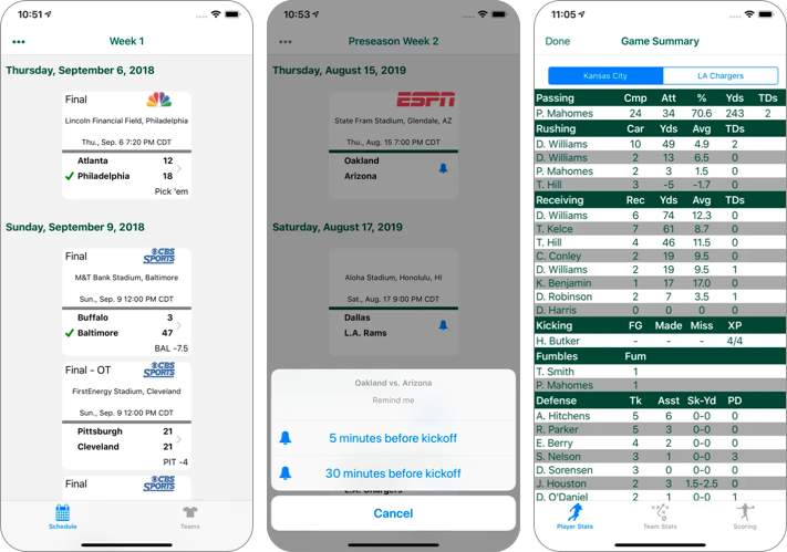 Pro Football Schedule & Scores - NFL app for iPhone
