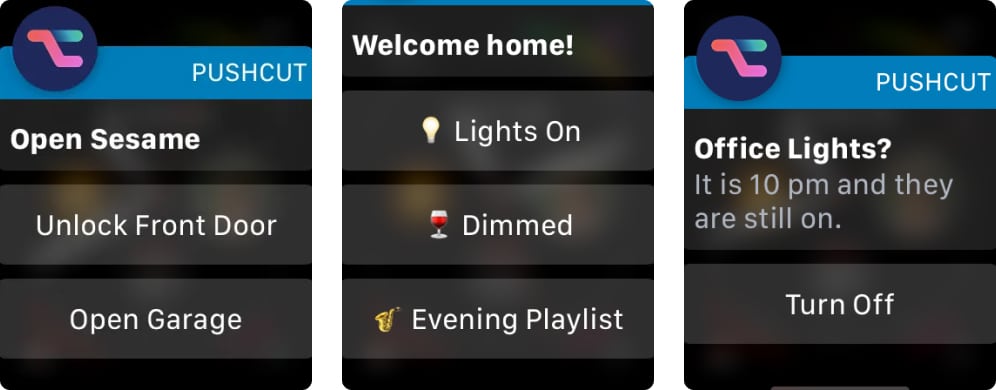 Pushcut Home Automation app for Apple Watch
