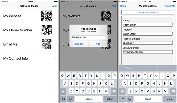 QR Code Maker iPhone App Screenshot