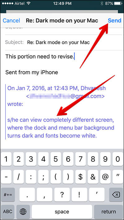 Quote Text in your Email Reply on iPhone or iPad