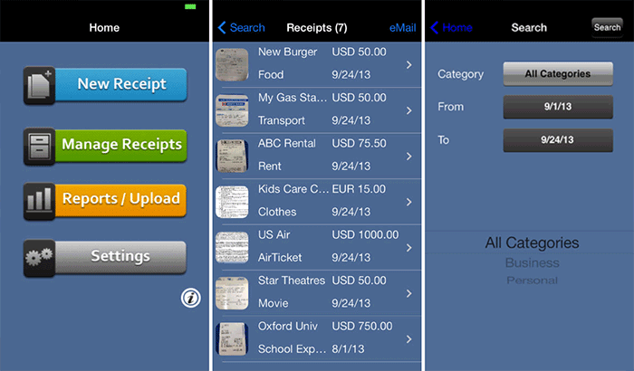 Receipts Plus iPhone and iPad App Screenshot