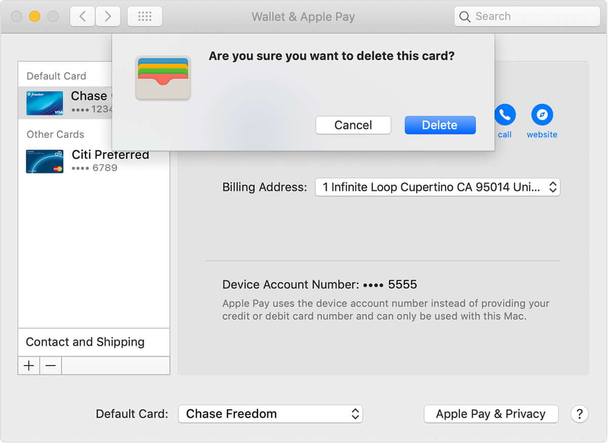 Remove Debit and Credit Cards from Apple Pay on Mac