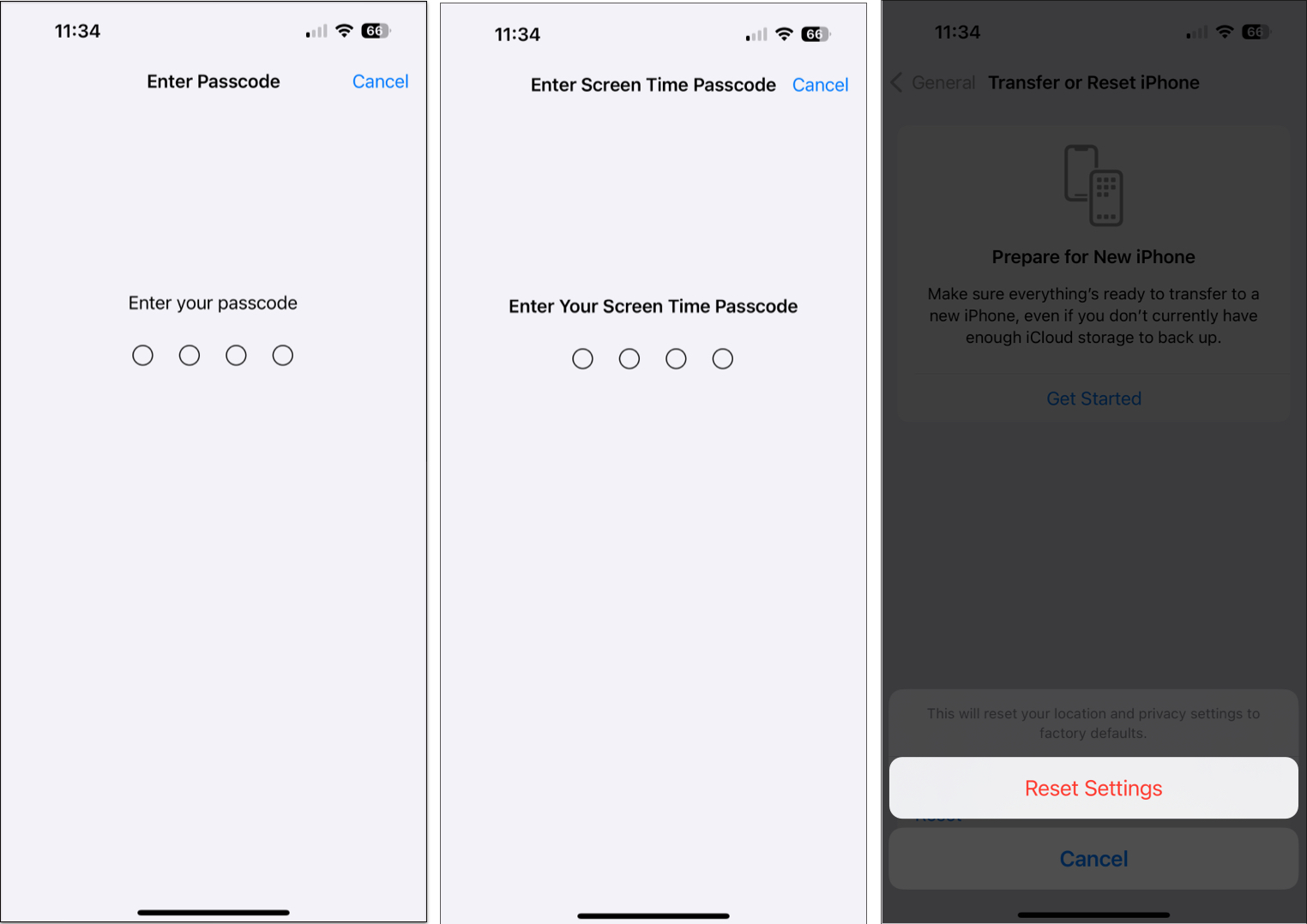 Reset Location and Privacy Settings