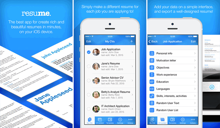 Resume Maker – Pro CV Designer iPhone and iPad App
