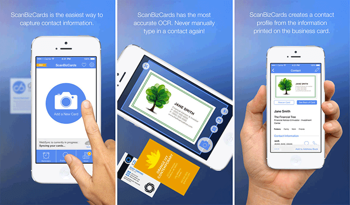ScanBizCards Business Card Readers and Scanners iPhone App Screenshot