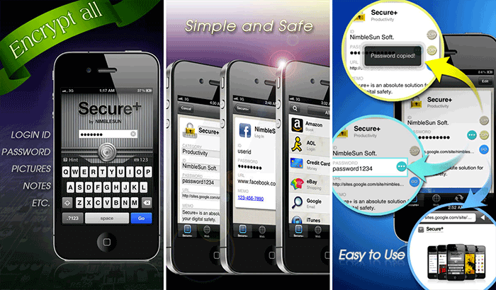 Secure+ Password Manager iPhone and iPad App Screenshot