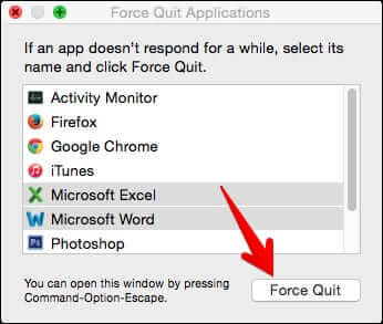 Select Apps and Click Force Quit on Mac