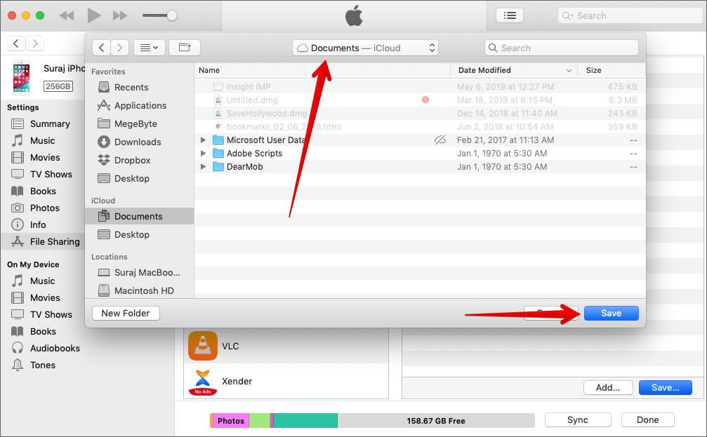 Select Location and Click on Save in iTunes