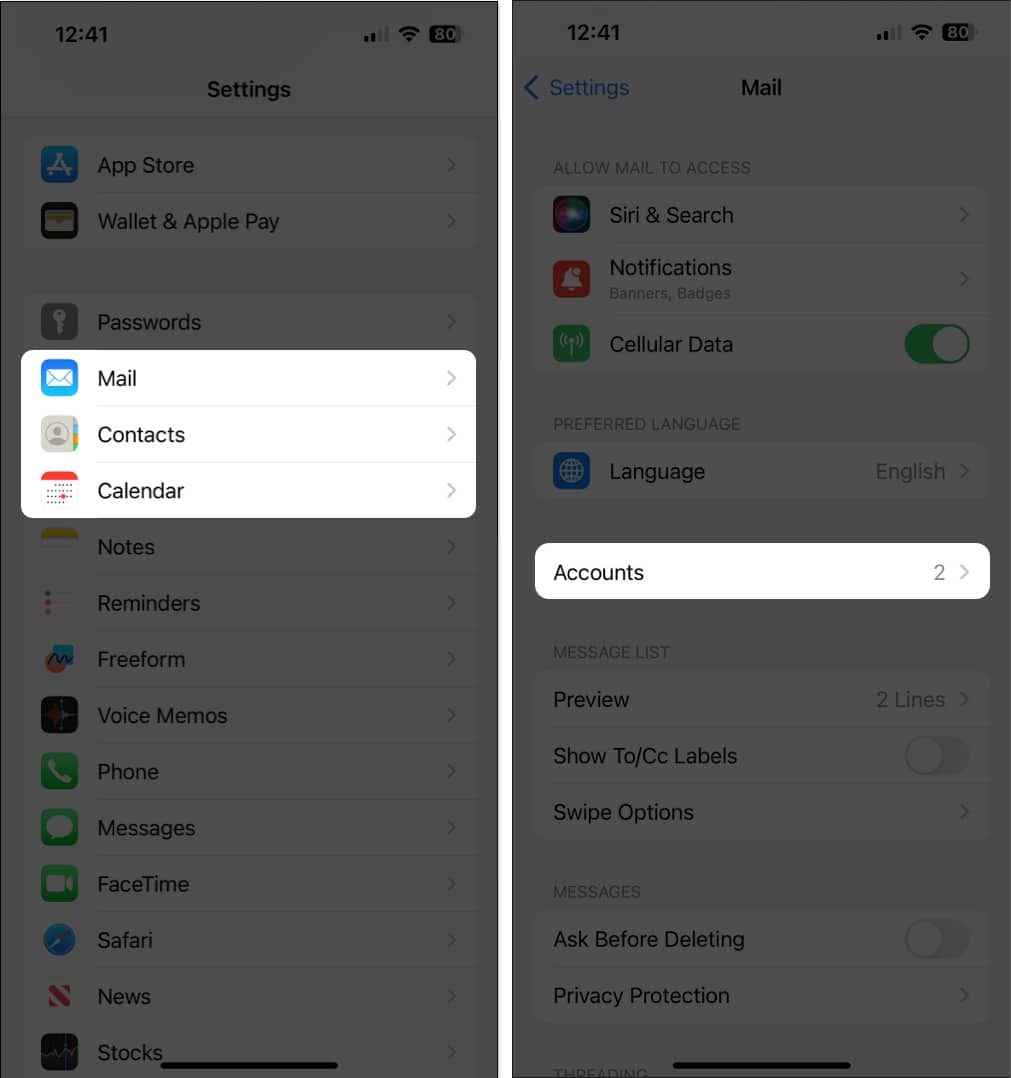 Select apps you want to delete accounts from