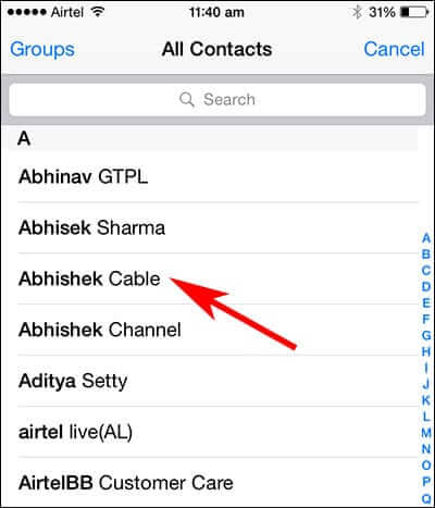 Select iPhone Contact to Assign Photo
