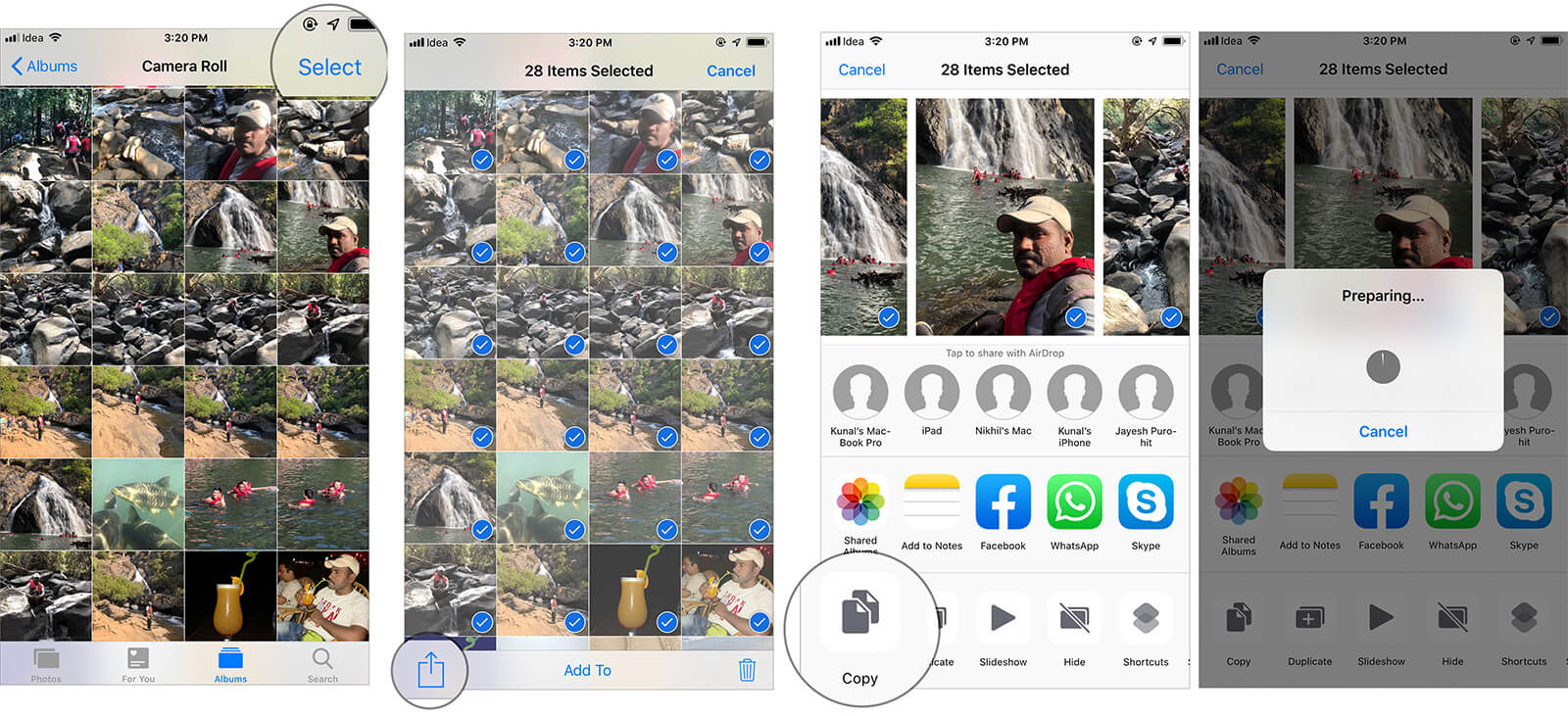 Select the Photos you wish to Send from iPhone