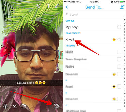 Send Snapchat Photo to Contact on iPhone