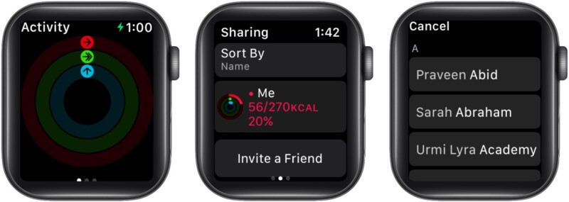 Send activity sharing invitation from Apple Watch