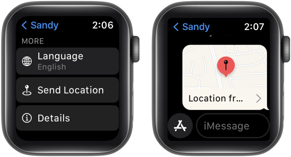Send your current location using Messages from Apple Watch