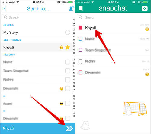 Sending Snapchat Photo to Contact on iPhone