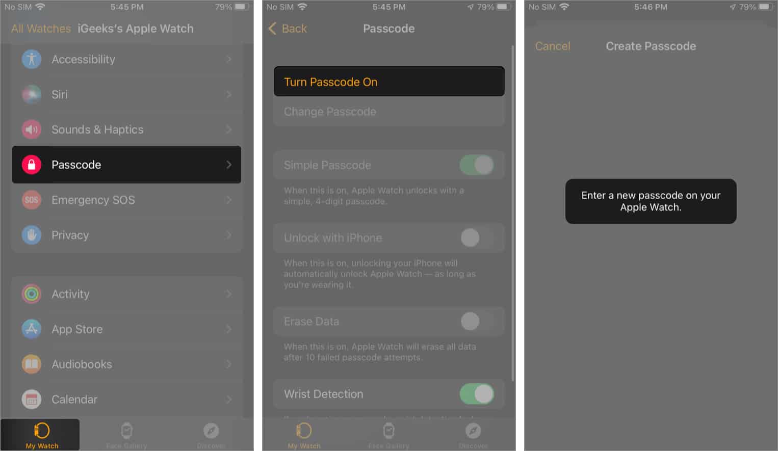 Set Passcode on Apple Watch using iPhone