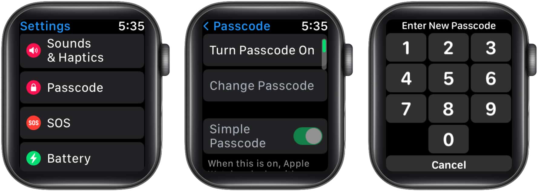 Set Passcode using Apple Watch