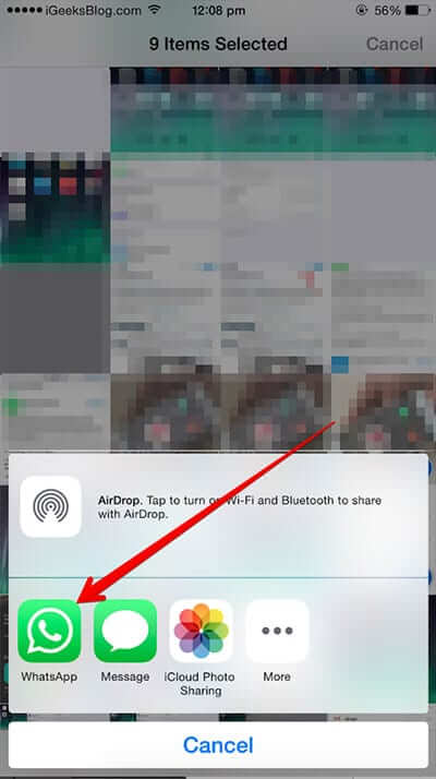 Share Photos or Videos on WhatsApp from iPhone Photos App