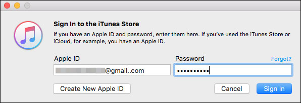Sign In to iTunes Store