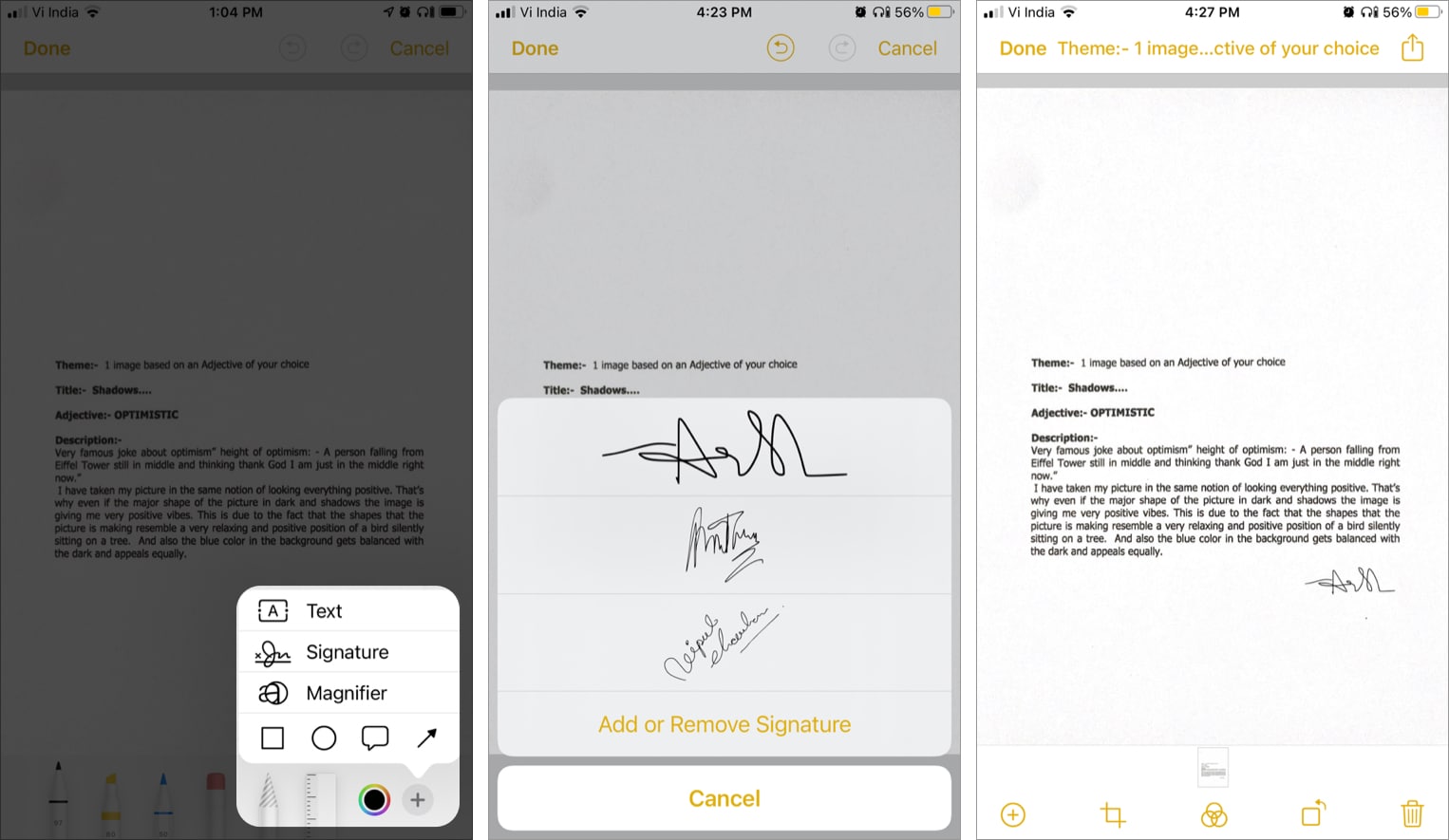 Sign a scanned document on iPhone using the Notes app