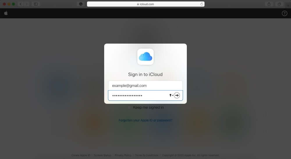 Sign in to iCloud.com on Mac